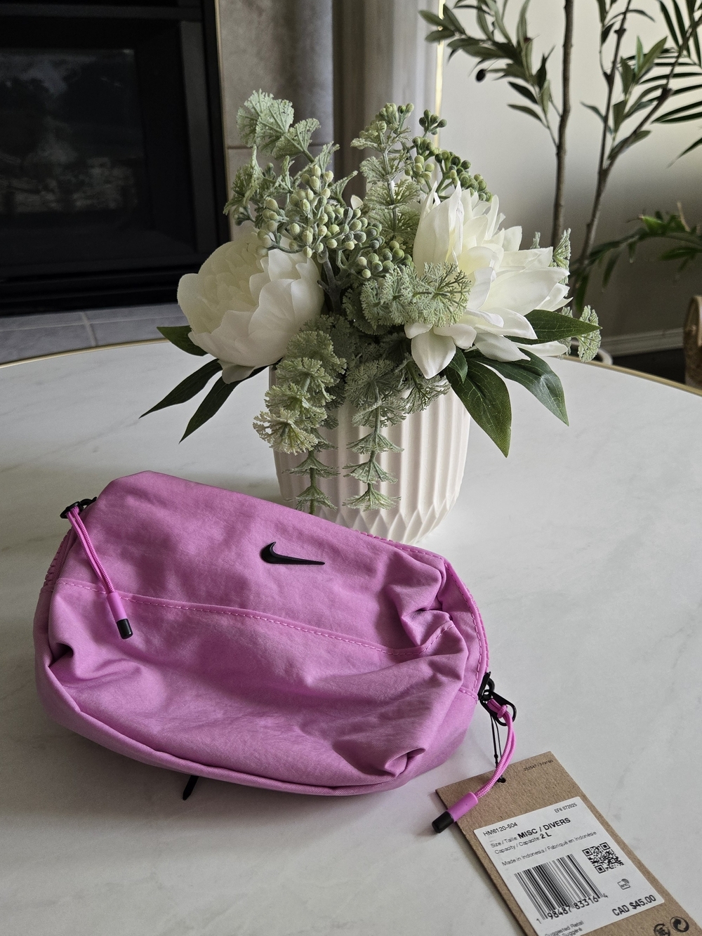 Nike Pink Small Crossbody Waist Bag with Black Swoosh